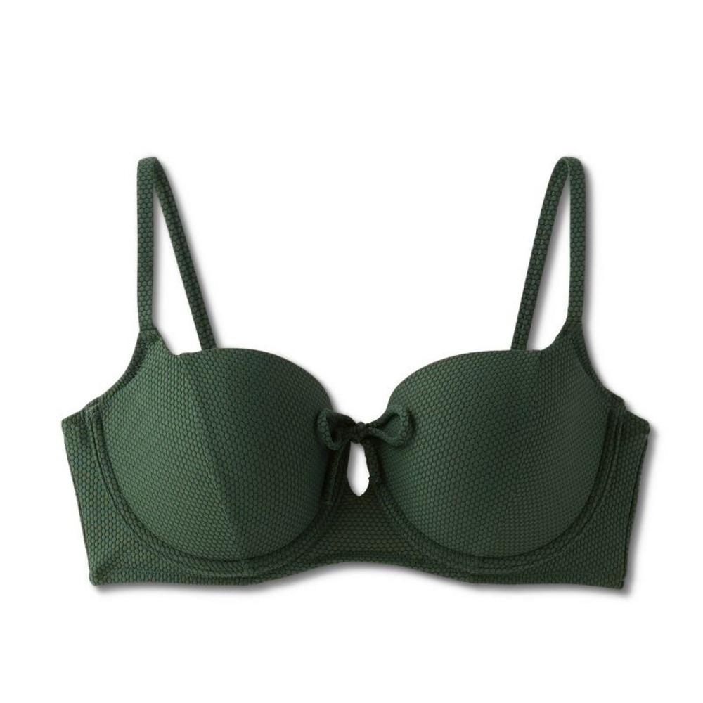 Shade & Shore Keyhole Bikini Top & Bottom | Dark Green | 32 DDD | M | NWT